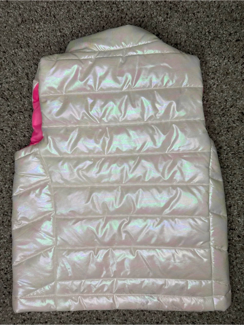 Ideology Kids Iridescent White Puffer Vest with Pink Lining 4T